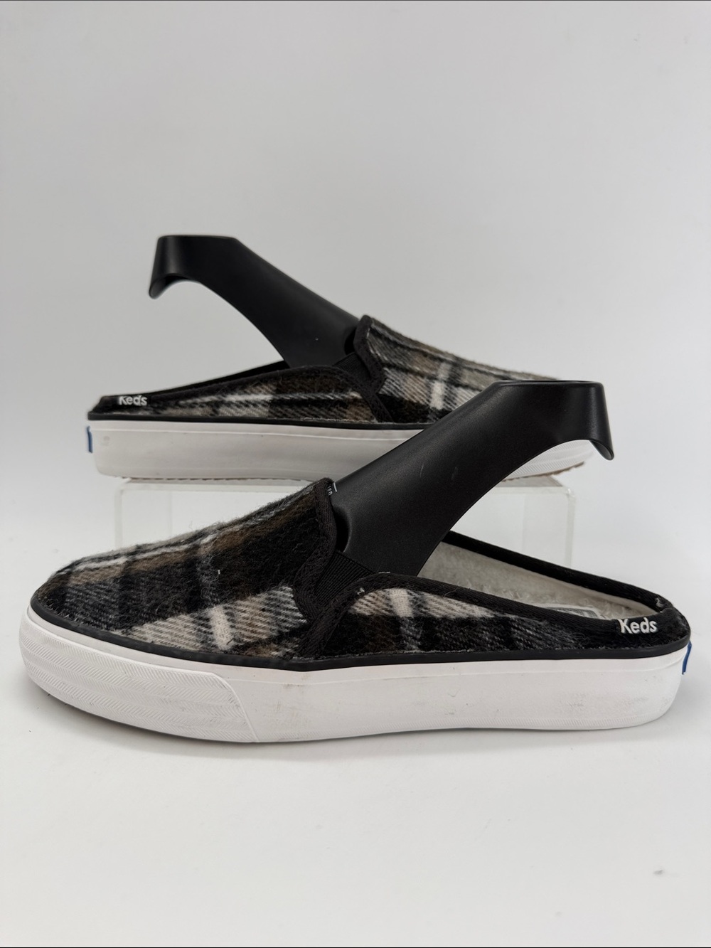 Keds Double Decker Mule Plaid Slip On Sneaker US 6.0 Wool Blend